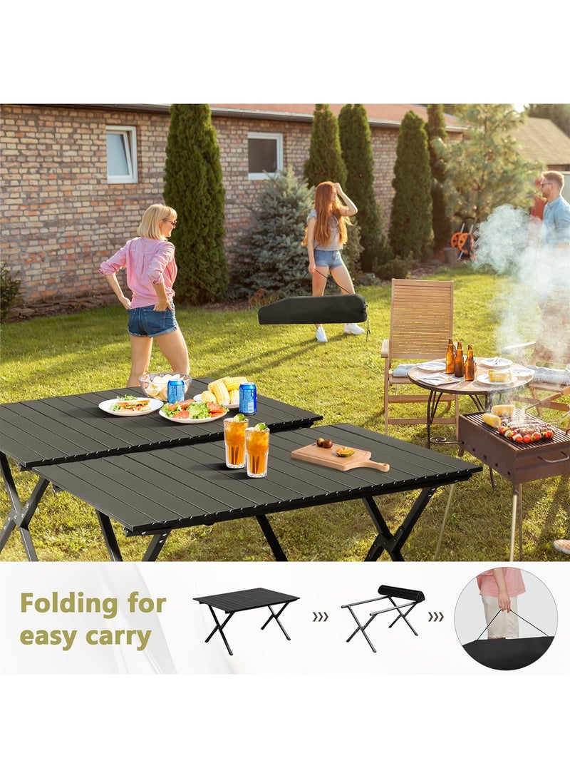 تايمي طاولة خشبية قابلة للطي مع حقيبة حمل للأستخدام الداخلي والخارجي، طاولة محمولة للحديقة والفناء والشاطئ والتخييم والكشتات والرحلات البرية، لون أسود - 45x60x120 سم - Image 5