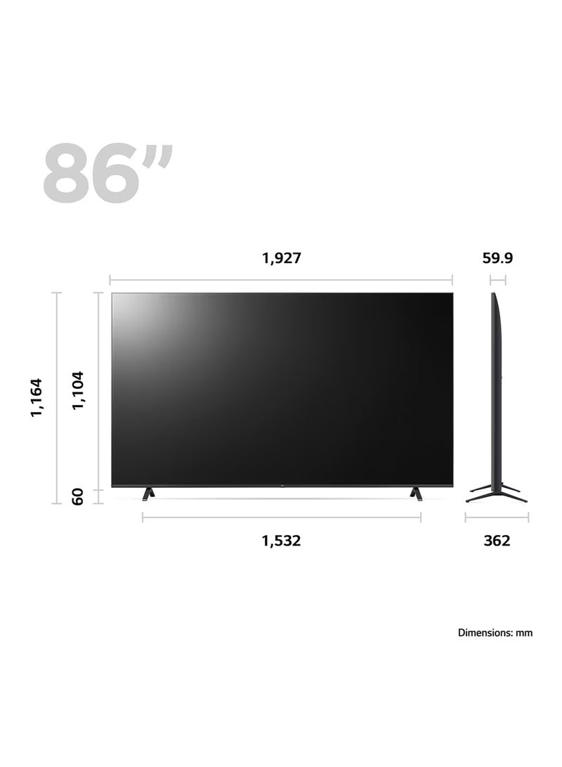 LG 86 Inch LED TV 4K HDR Smart TV 86UR78006LC Black - Image 3