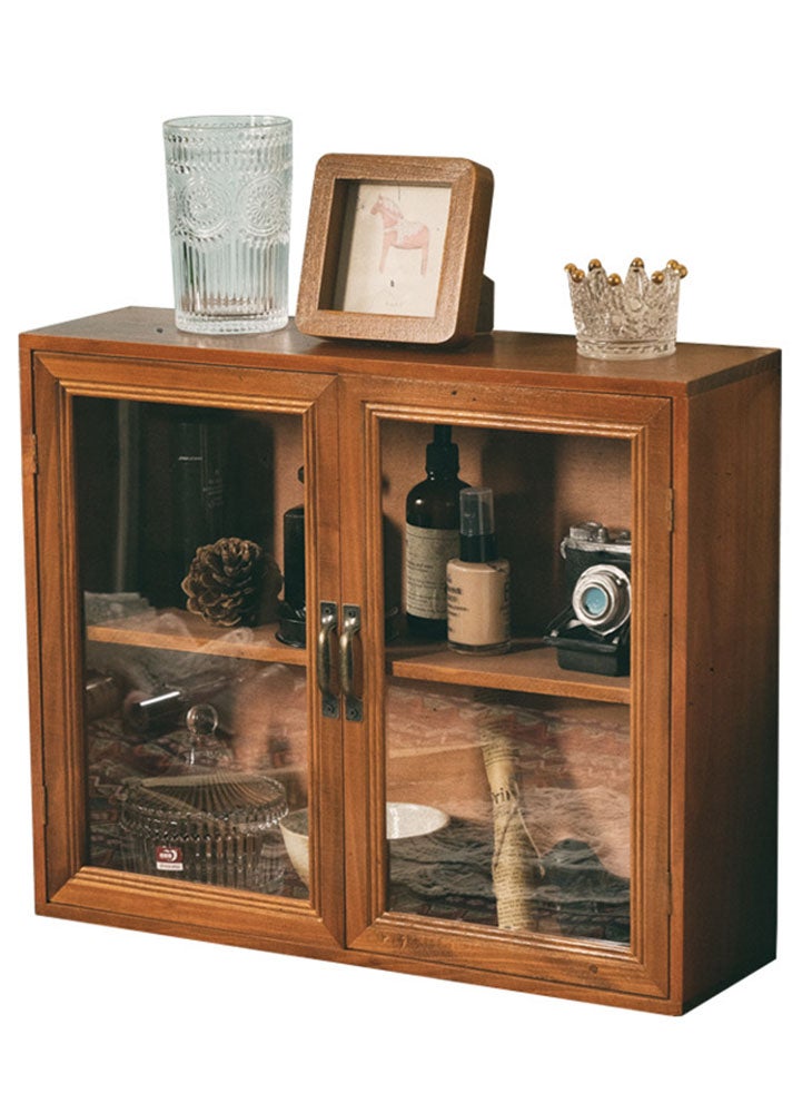 Perfii Retro Desktop Jewellery Cosmetic Storage Box with Cup Holders and Acrylic Display Cabinet  - Image 1