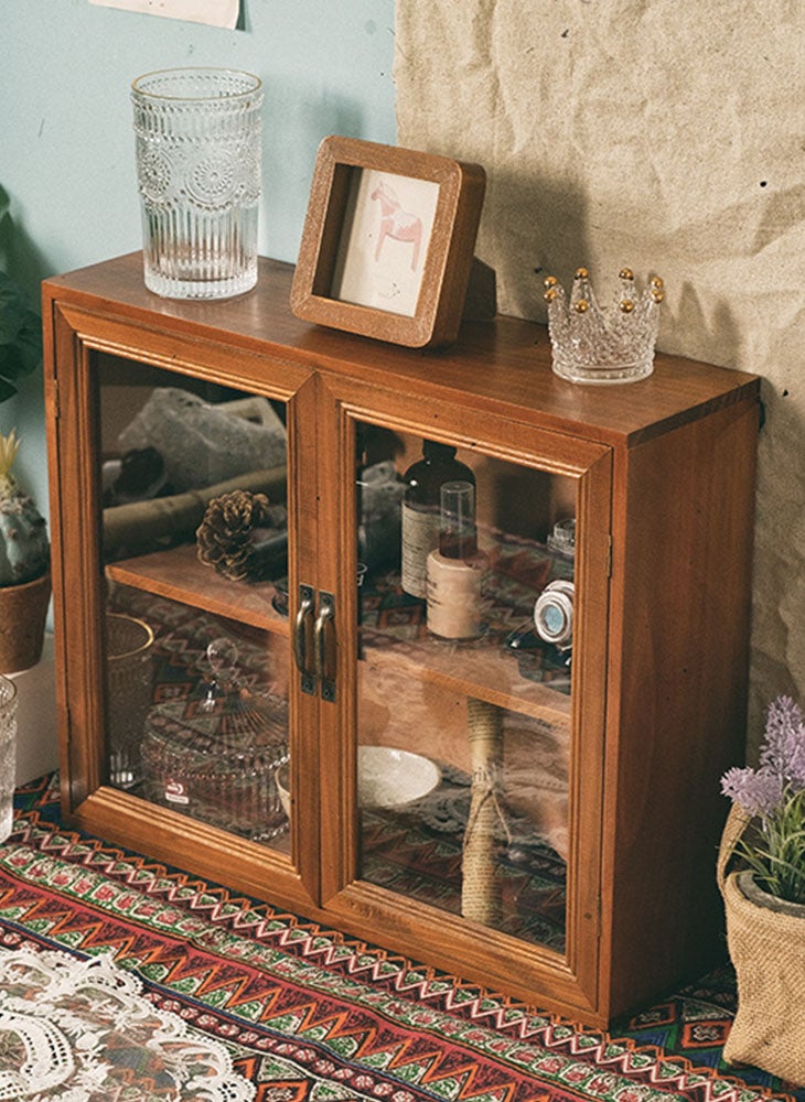 Perfii Retro Desktop Jewellery Cosmetic Storage Box with Cup Holders and Acrylic Display Cabinet  - Image 3