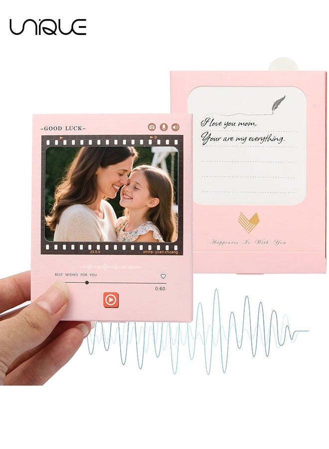 Unique Voice Greeting Card – 60 Second Recordable Audio Card with Playback – Customizable Photo – Personalized Voice Message Greeting for Birthday, Wedding, Anniversary, Special Occasions – Pink - Image 1