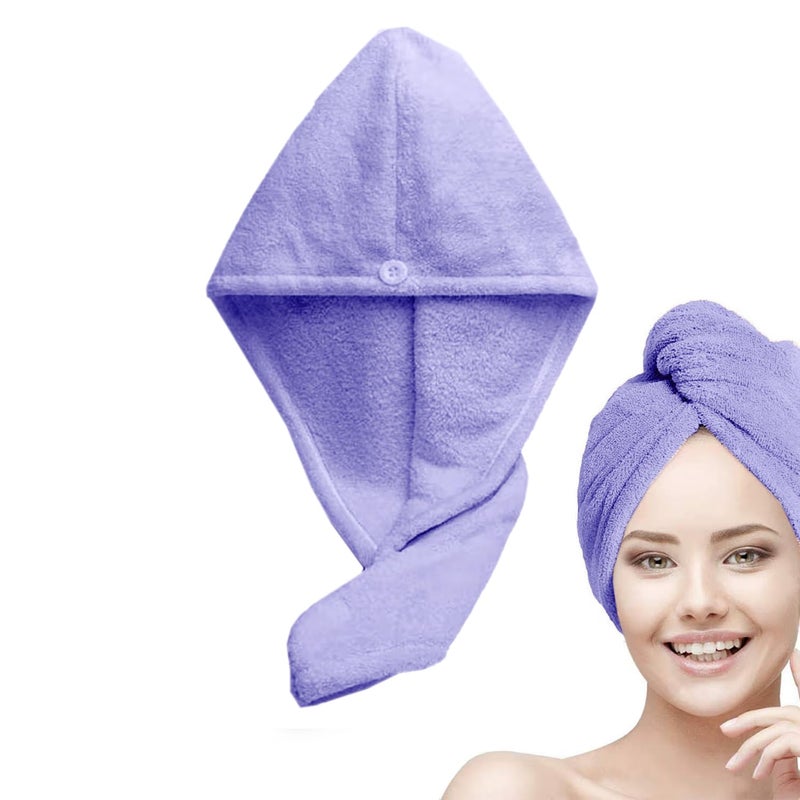 Status Contract Set of 2 Hair Towel Super Absorbent Quick Dry Towel Bathrobe Magic Hair Warp Towel Super Quick-Drying Microfiber Bath Towel Bath Towel (Purple- 2), 200 Tc - Image 1