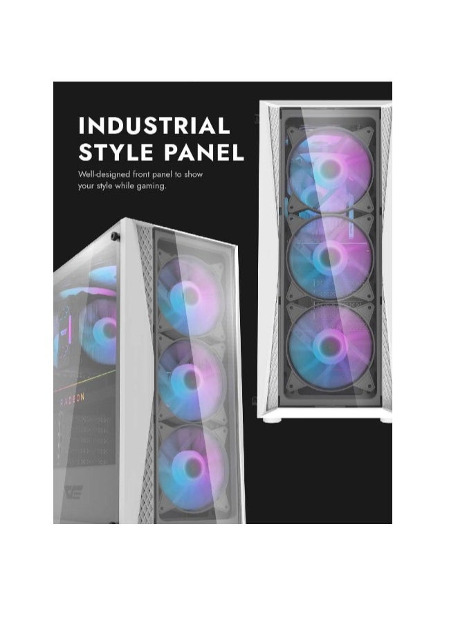 DarkFlash Darkflash DK352 PLUS Luxury ATX/MATX/ITX Gaming PC Case With, Pre-Installed 4 * 120MM ARGB Fans, Transparent Glass Front Panel, USB 3.0 Computer Case Support 360mm Radiator, Computer Case (White)  - Image 3