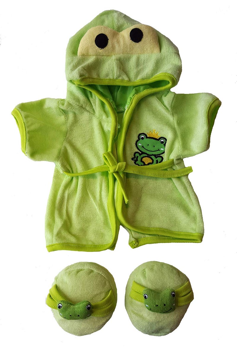 Stuffems Toy Shop Frog Robe and Slippers Pajamas Outfit Teddy Bear Clothes Fit 14 Inch 18 Inch BuildaBear and Make Your - Image 2