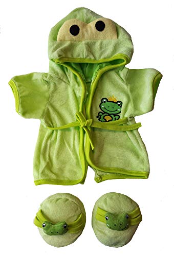 Stuffems Toy Shop Frog Robe and Slippers Pajamas Outfit Teddy Bear Clothes Fit 14 Inch 18 Inch BuildaBear and Make Your - Image 1