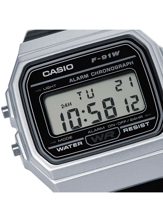 CASIO Youth Digital Unisex Watch F‑91WM‑7ADF, 38.2 mm Black Dial, Resin Case & Resin Band, Long Battery Life, Water Resistant - Image 3