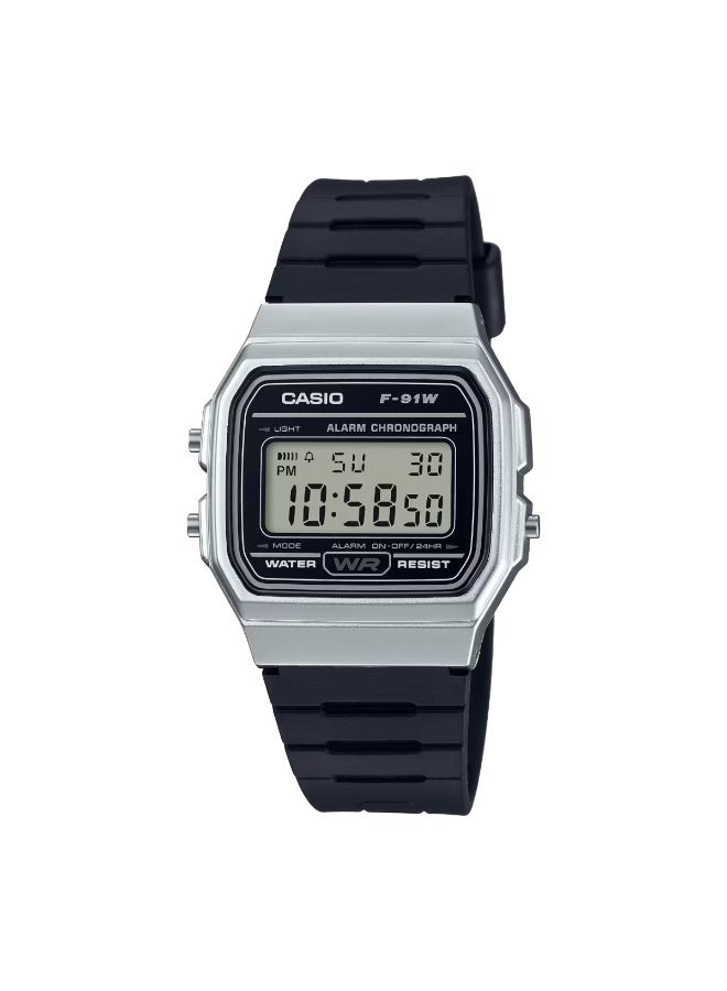 CASIO Youth Digital Unisex Watch F‑91WM‑7ADF, 38.2 mm Black Dial, Resin Case & Resin Band, Long Battery Life, Water Resistant - Image 2