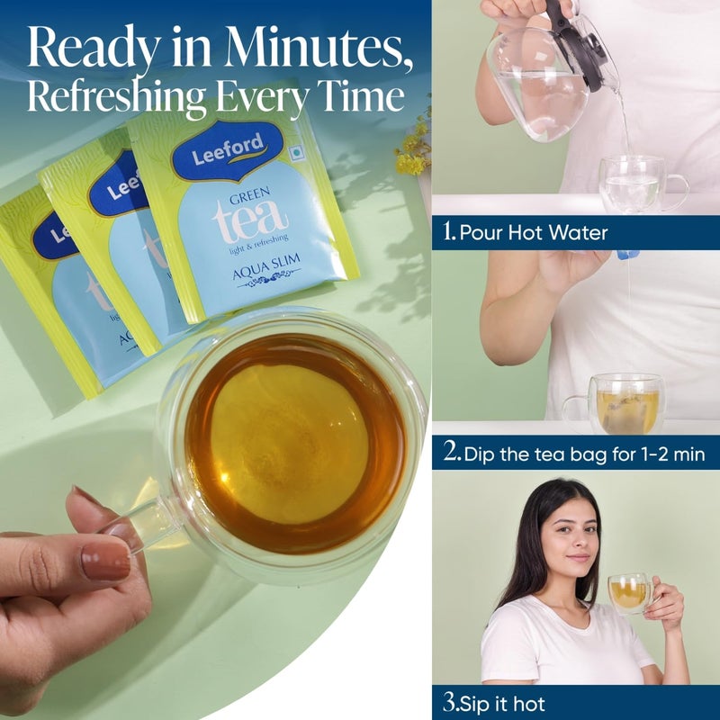 Leeford Honey Lemon Aqua Slim Green Tea - Pack of 2 | 30 Compostable Tea Bags | Garcinia, Hibiscus & Moringa for Fat Burn, Digestion & Detox | Supports Weight Management & Metabolism | Enjoy with Honey | No Milk Needed - Image 5