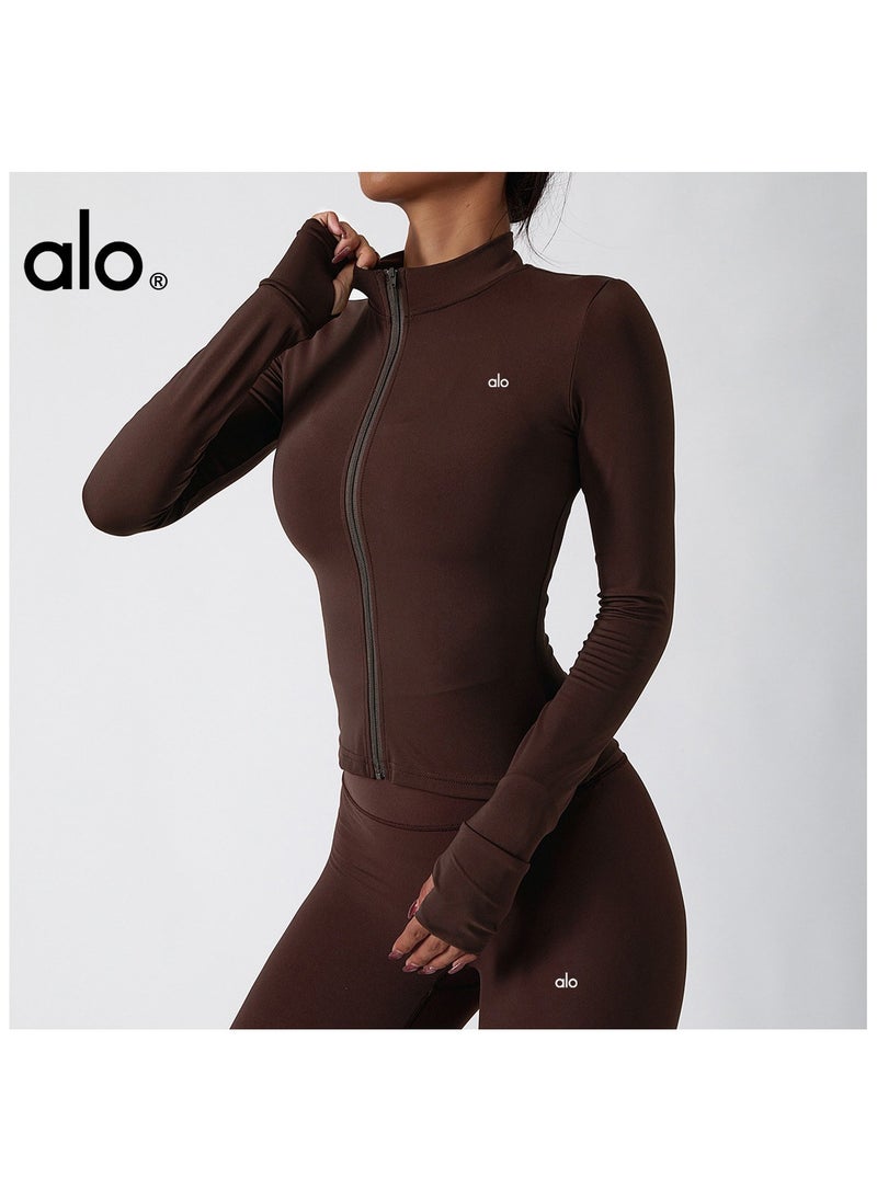 alo - ALO Yoga Sport Jacket for Running, Fitness, Training, Long Sleeve, Fast-Drying, Suitable for Autumn/Winter, Tight-Fitting, Workout, Long Sleeve Training Top - Image 1