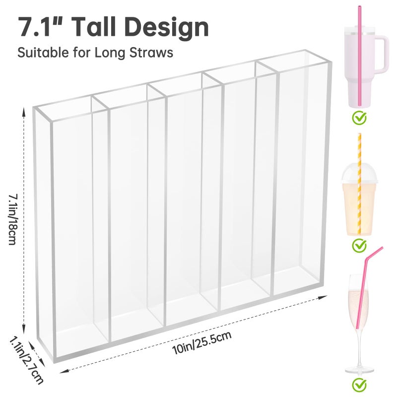 NiHome 10â€ Large Clear Acrylic Straw Holder for Cabinet Door â€“ Fully Enclosed Straw Organizer for Cabinet Doors or Countertops, Ultra Sticky Mount, Space-Saving Kitchen Accessories Container - Image 5