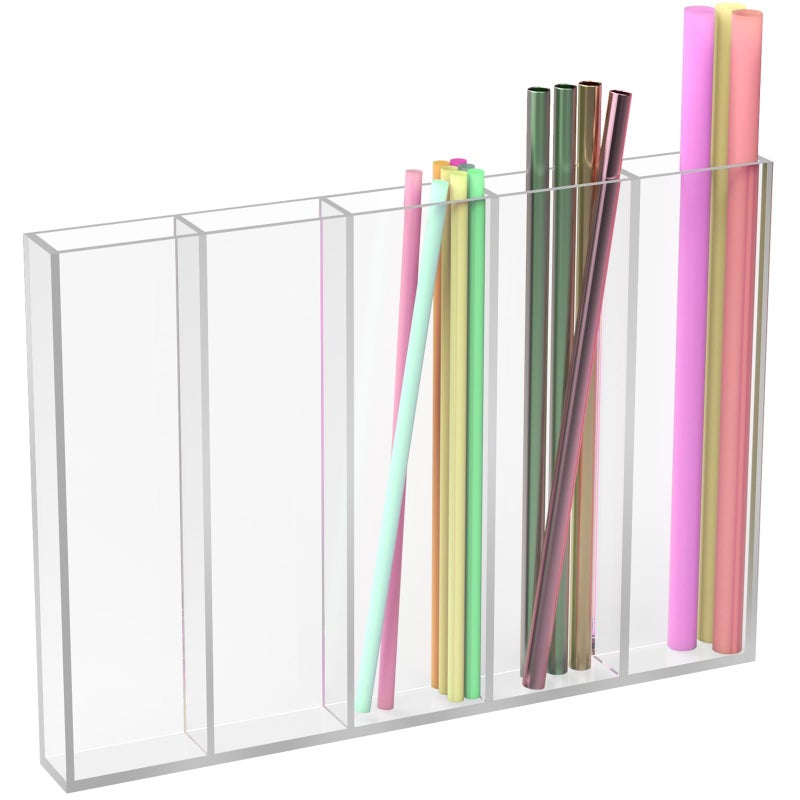 NiHome 10â€ Large Clear Acrylic Straw Holder for Cabinet Door â€“ Fully Enclosed Straw Organizer for Cabinet Doors or Countertops, Ultra Sticky Mount, Space-Saving Kitchen Accessories Container - Image 1