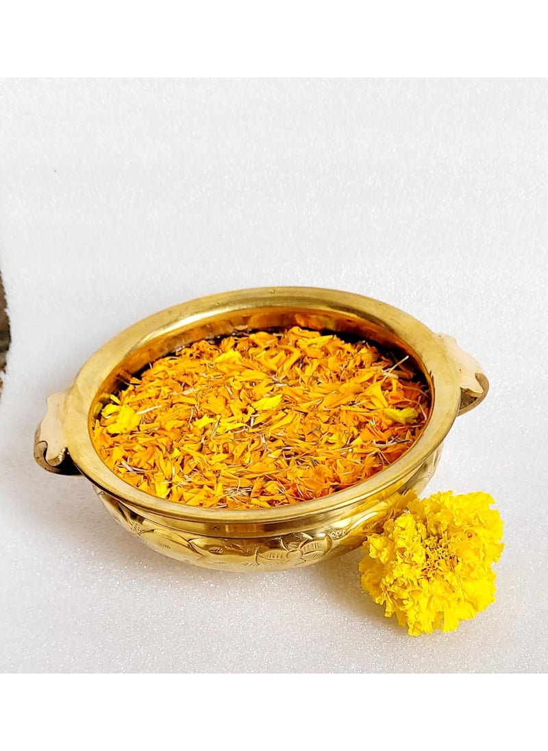 R&M - RM Brass Urli, Traditional Decorative Bowl Rameshwaram Marble (9-inch Diameter) Uruli Decorative Bowl Flower Floating Candle Decoration Candle Holder - Image 1