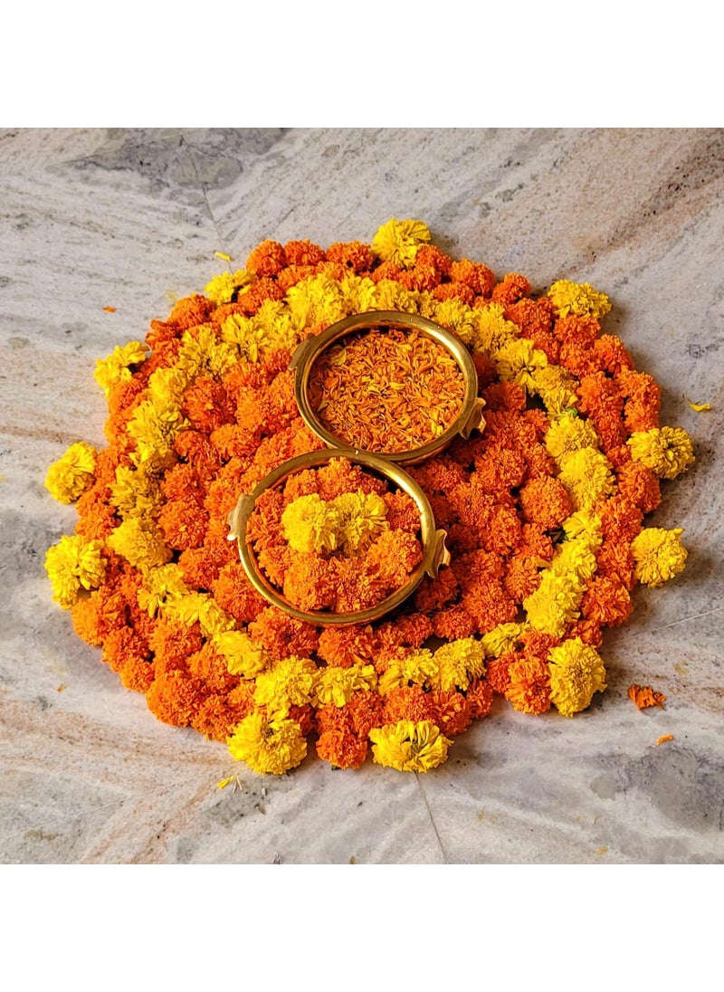 R&M - RM Brass Urli, Traditional Decorative Bowl Rameshwaram Marble (9-inch Diameter) Uruli Decorative Bowl Flower Floating Candle Decoration Candle Holder - Image 1