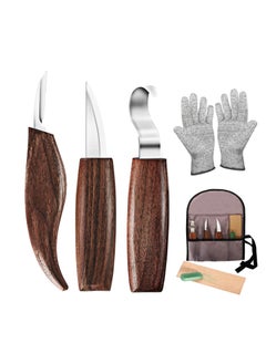 Y&D 7-in-1 Wood Carving Kit, Tools Set with Hook Knife Whittling Chip Woodworking Gloves Sharpener Tool Package for Beginners  - Image 1