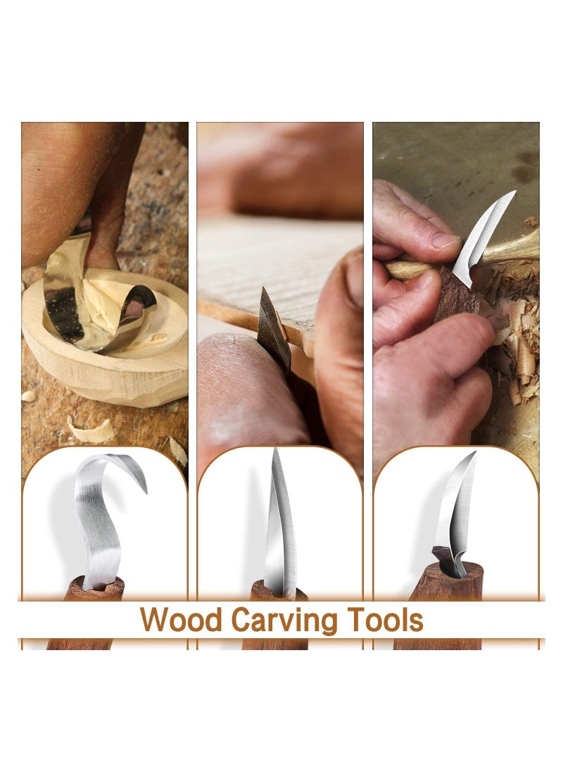 Y&D - 7-in-1 Wood Carving Kit, Tools Set with Hook Knife Whittling Chip Woodworking Gloves Sharpener Tool Package for Beginners - Image 1