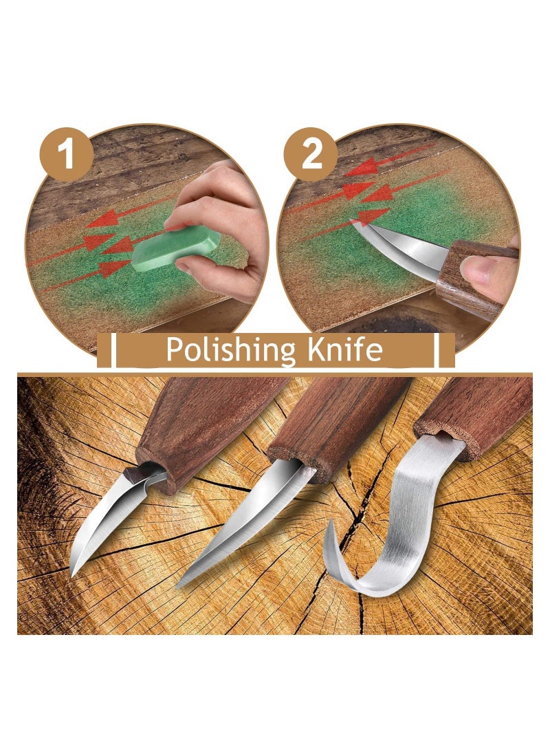 Y&D - 7-in-1 Wood Carving Kit, Tools Set with Hook Knife Whittling Chip Woodworking Gloves Sharpener Tool Package for Beginners - Image 1