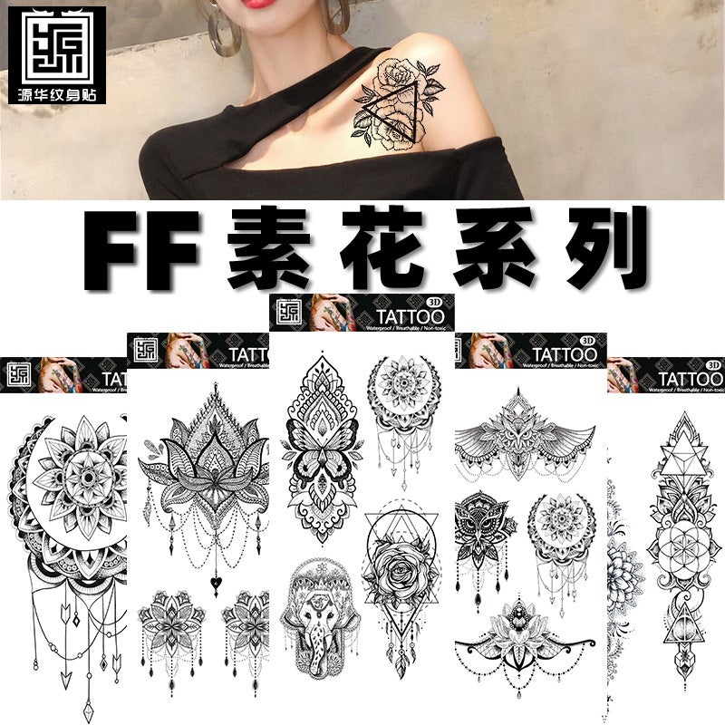Yuanhua Waterproof Tattoo Stickers Manufacturers Wolf Head Totem Arabic Text Tattoo Stickers Supply - Image 2
