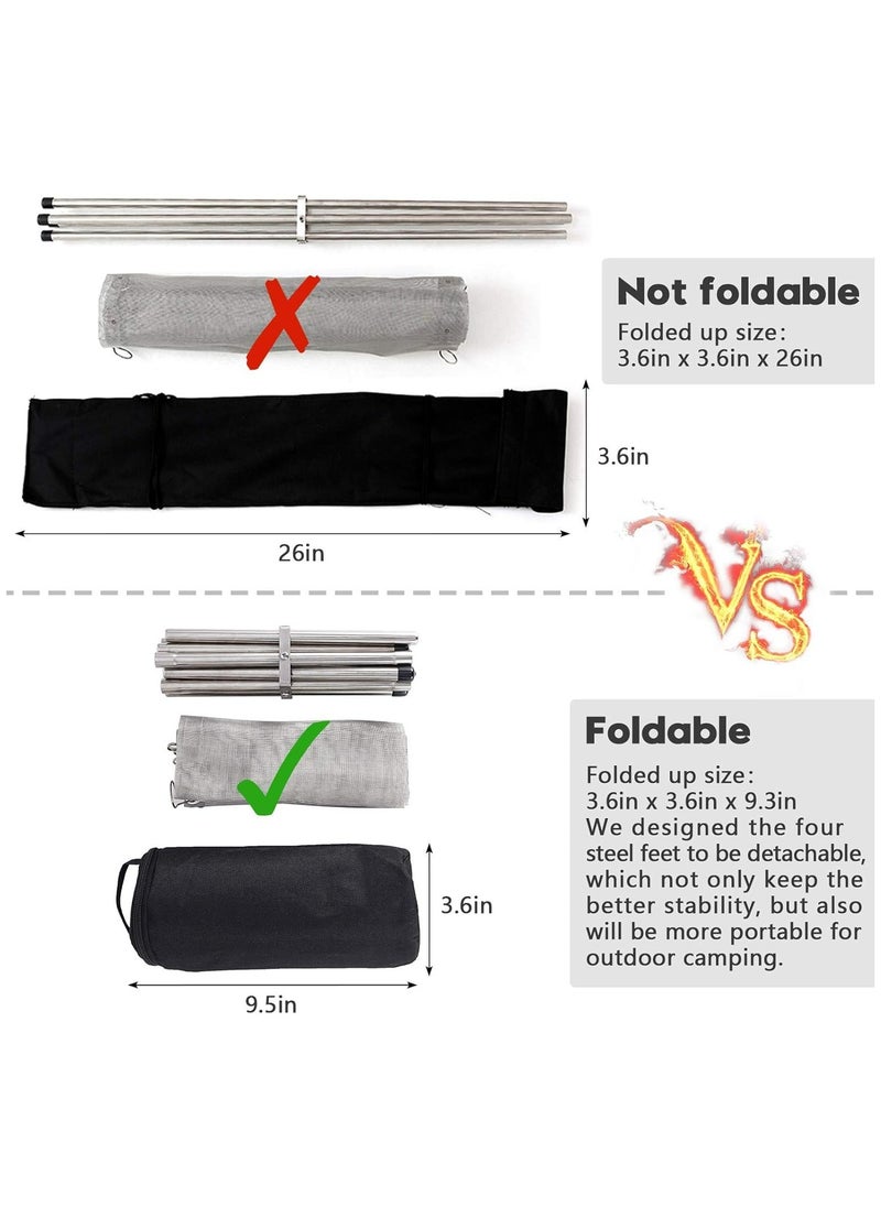 Dominy - Portable Outdoor Fire Pit, Foldable Stainless Steel Mesh Fire Pit for Camping, Backyard, Patio, Garden - Includes Carrying Bag and One BBQ Grill Gloves,22 Inch Extra Large - Image 1
