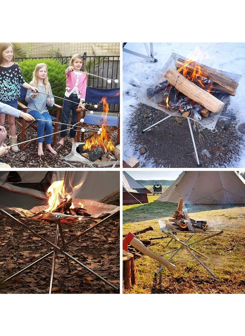 Dominy - Portable Outdoor Fire Pit, Foldable Stainless Steel Mesh Fire Pit for Camping, Backyard, Patio, Garden - Includes Carrying Bag and One BBQ Grill Gloves,22 Inch Extra Large - Image 1