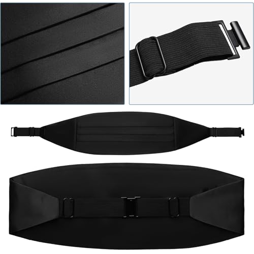 PenSee Fashion Elegant Black Bow Ties for Men - Elevate Your Style with Our Premium String Cummerbund Set - Perfect for Formal Events, Tuxedo Bow Ties for Men - Image 4