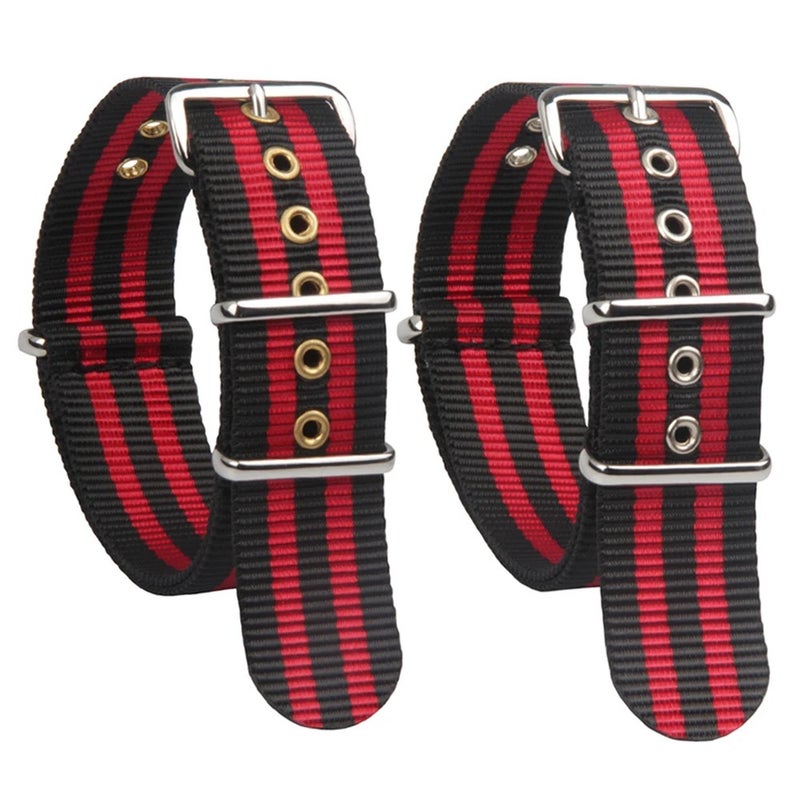 Bluejw Replacement Nylon Watch Band for Men and Women – 20mm / 22mm Stripe Strap with Stainless Steel Buckle, Durable & Comfortable Watch Bracelet - Image 2
