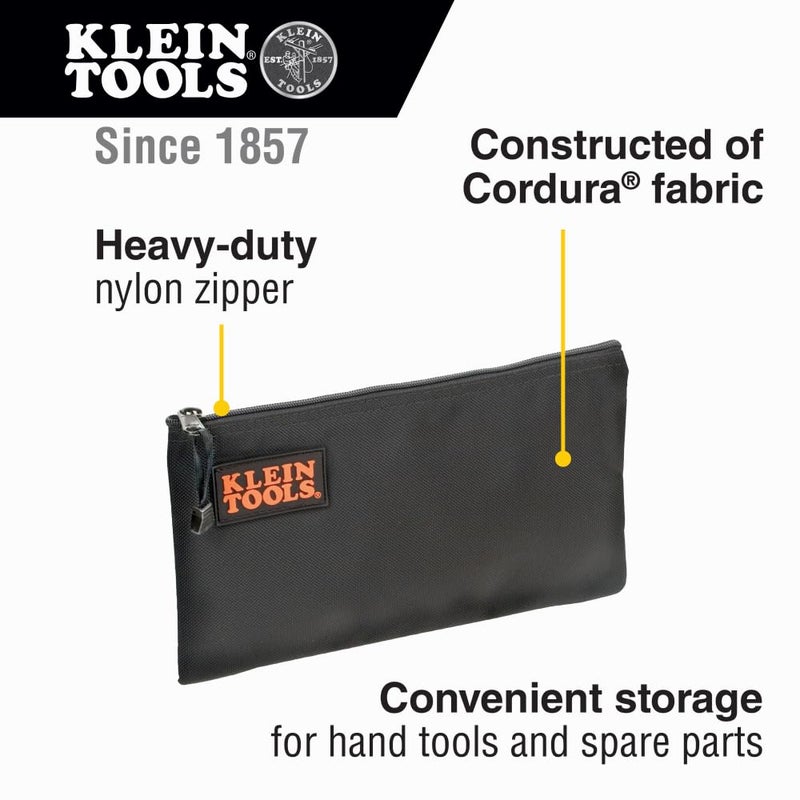 Klein Tools Klein Tools 5139B Zipper Bag, Cordura Nylon Tool Pouch with Heavy-Duty Nylon Zipper Close, 12-1/2-Inch, Black  - Image 2