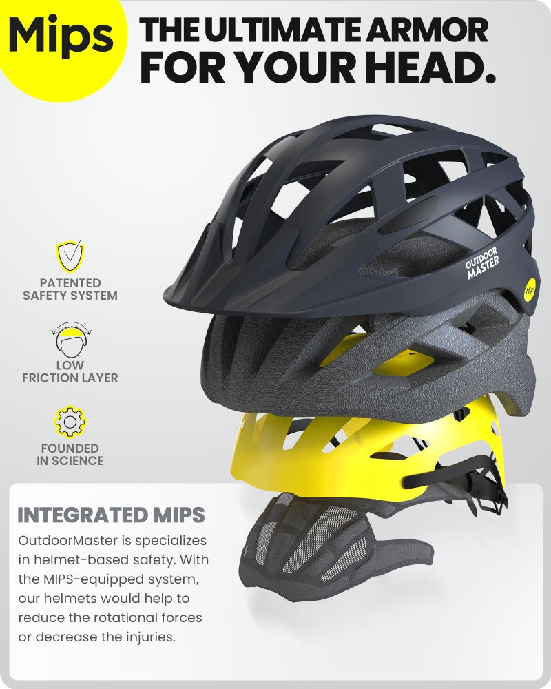 OutdoorMaster MIPS Adult Recreational Cycling Helmet - Carbon Black,M - Image 2