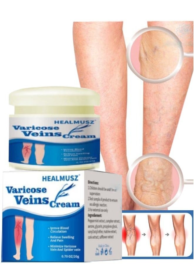 HEALMUSZ Varicose Vein Cream for Legs Reduces Spider Veins and Heaviness Anti Varicose Vein Soothing Leg Cream to Improve Circulation Enhance Capillary Varicose Vein Repair Cream 20g - Image 1
