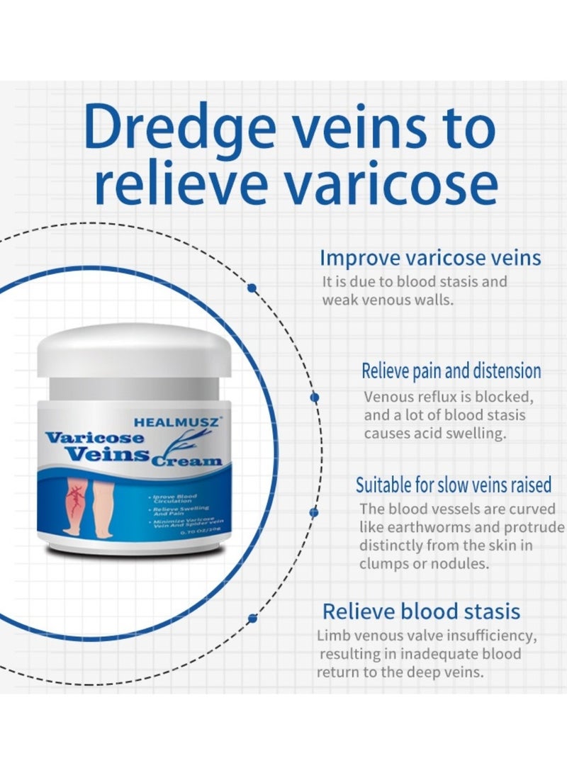HEALMUSZ Varicose Vein Cream for Legs Reduces Spider Veins and Heaviness Anti Varicose Vein Soothing Leg Cream to Improve Circulation Enhance Capillary Varicose Vein Repair Cream 20g - Image 4
