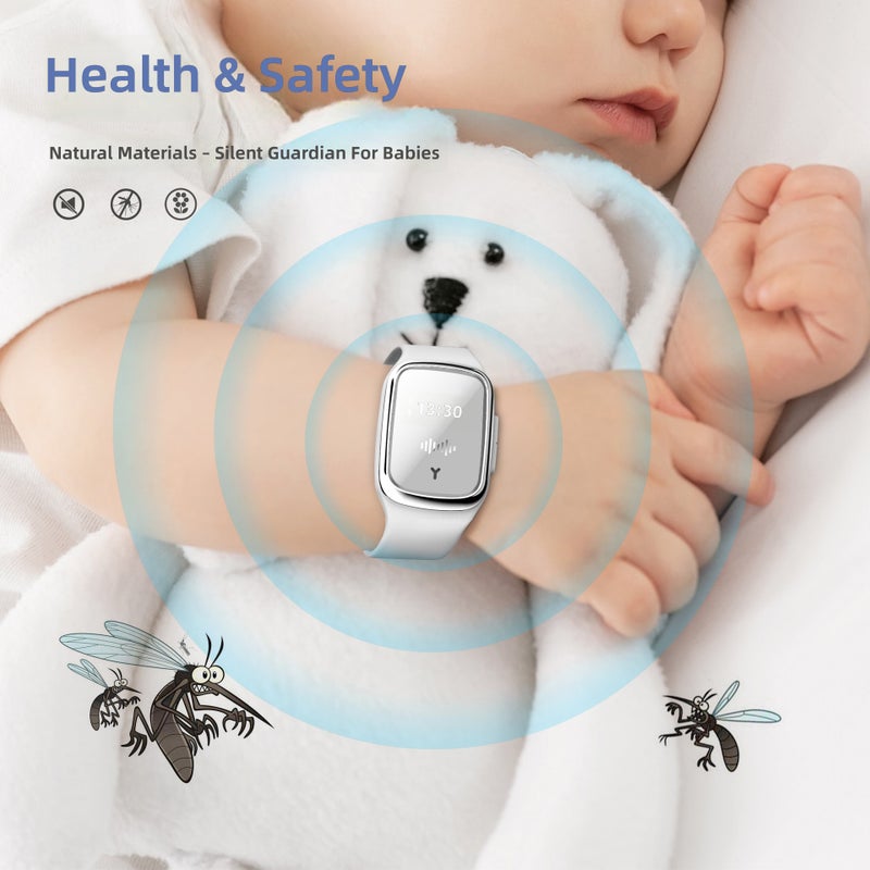 QY Ultrasonic Mosquito Repellent Bracelet Watch - USB Rechargeable Electronic Anti-Mosquito Wristband, Non-Toxic Portable Bug Repeller for Adults Kids Indoor Outdoor Camping Travel - Image 4