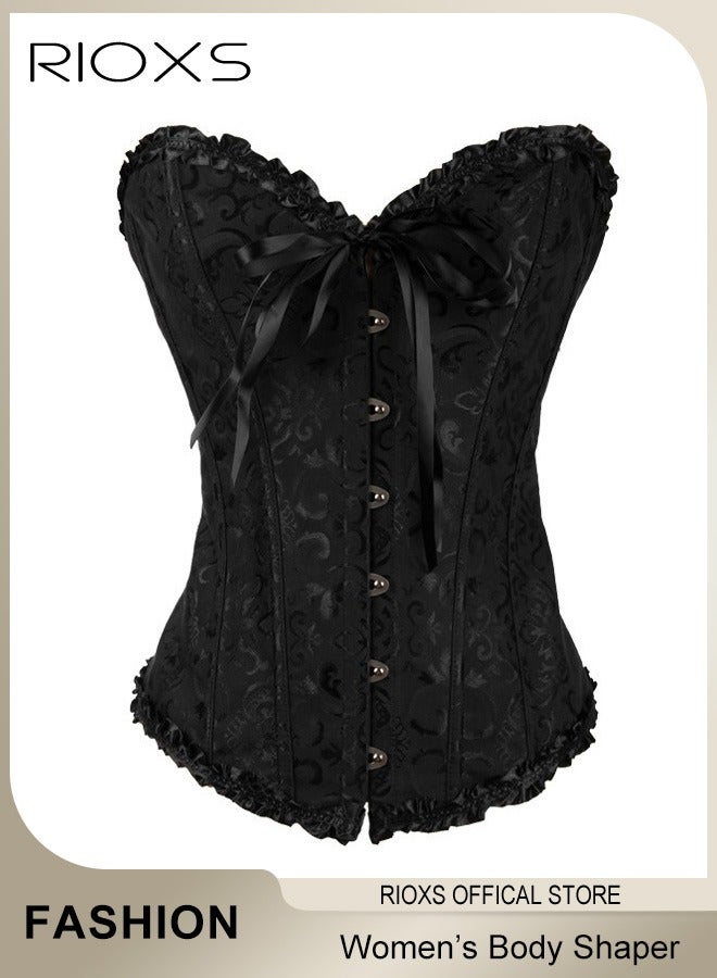 RIOXS Women's Shapewear Tops, Waist Shapewear Tie Up Body Shaper,  Vintage Floral Shapewear For Women, Lace Up Slimming Shaper Top, Laides Top Bodysuit, Shapewear For Wedding/ Dairly/ Special Occasions  - Image 1