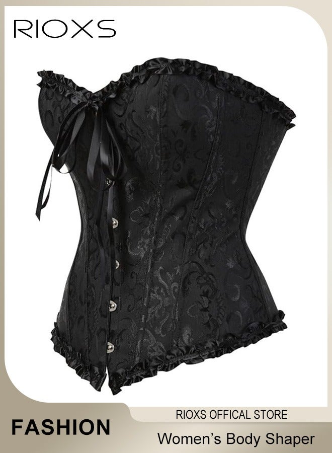 RIOXS Women's Shapewear Tops, Waist Shapewear Tie Up Body Shaper,  Vintage Floral Shapewear For Women, Lace Up Slimming Shaper Top, Laides Top Bodysuit, Shapewear For Wedding/ Dairly/ Special Occasions  - Image 2