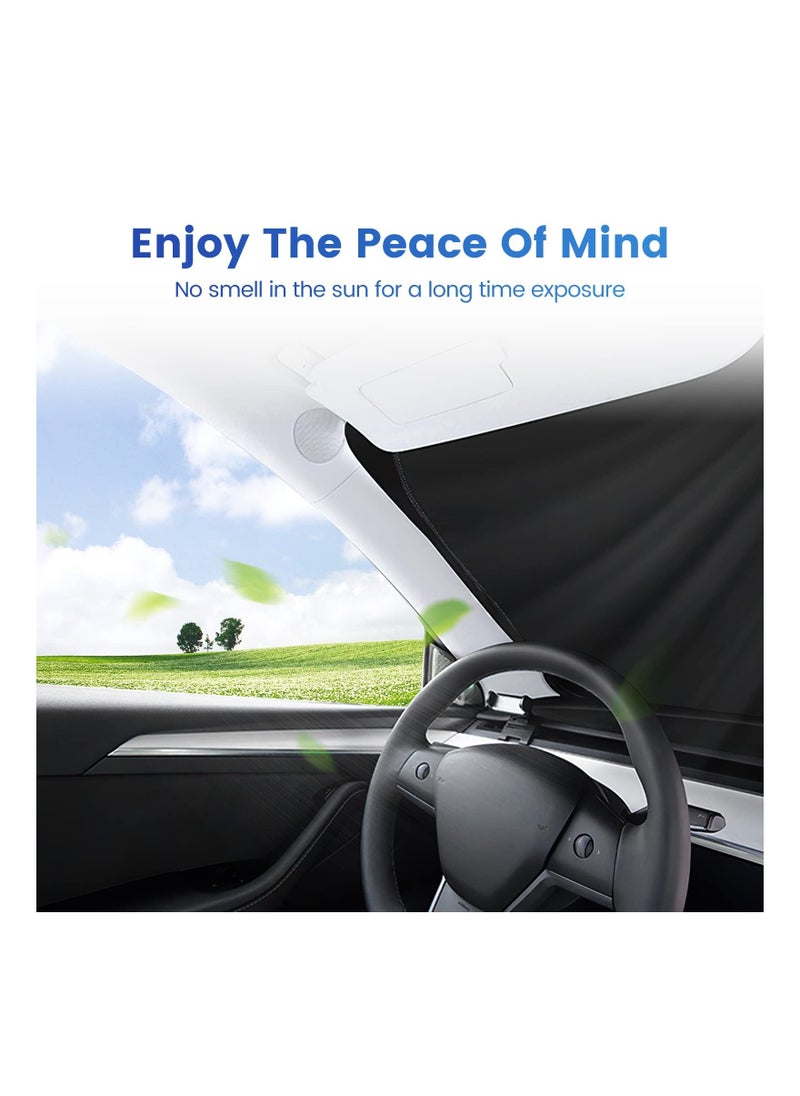 Y&D - Windshield Sunshades for Tesla 3/Y- Folding Front&Side Mesh Window 240T Sun Shade UV Rays Protector Heat Block Visor Cover Model 3 Y 2016-2023 Car Interior Accessories - Image 1