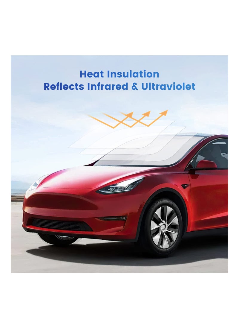 Y&D - Windshield Sunshades for Tesla 3/Y- Folding Front&Side Mesh Window 240T Sun Shade UV Rays Protector Heat Block Visor Cover Model 3 Y 2016-2023 Car Interior Accessories - Image 1