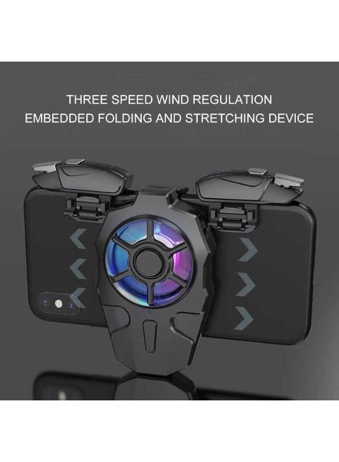 Memo AK03 Mobile Phone Cooler Radiator, Phone Cooling Fan with Game Controller, RGB Light, Cellphone Heatsink Cooling with 3 Speed Fan, for for Android - Image 3
