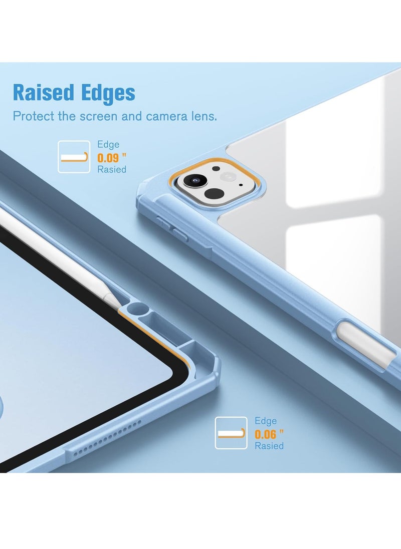 EVO - New Compatible with iPad Pro 13 inch Case 2024 M4 with Built-in Pencil Holder, for iPad Pro 13 Case with Hard Clear Back Shell, Support Pencil Pro & Pencil (USB-C), Auto Wake/Sleep,SkyBlue - Image 1