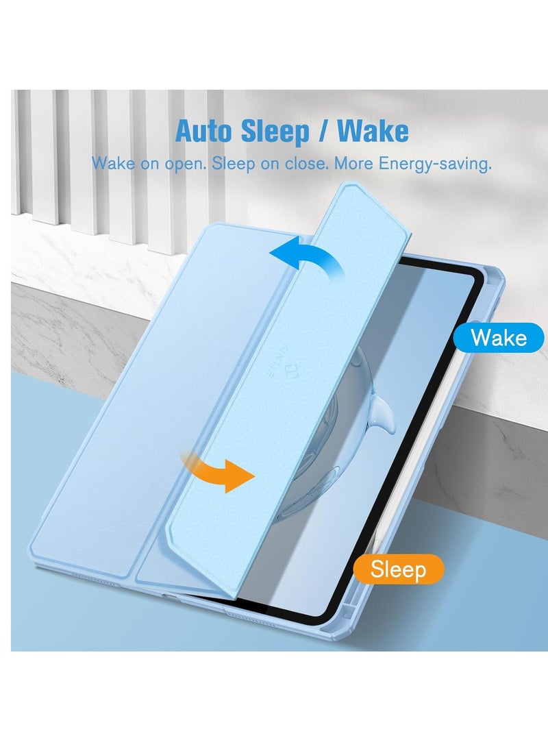 EVO - New Compatible with iPad Pro 13 inch Case 2024 M4 with Built-in Pencil Holder, for iPad Pro 13 Case with Hard Clear Back Shell, Support Pencil Pro & Pencil (USB-C), Auto Wake/Sleep,SkyBlue - Image 1
