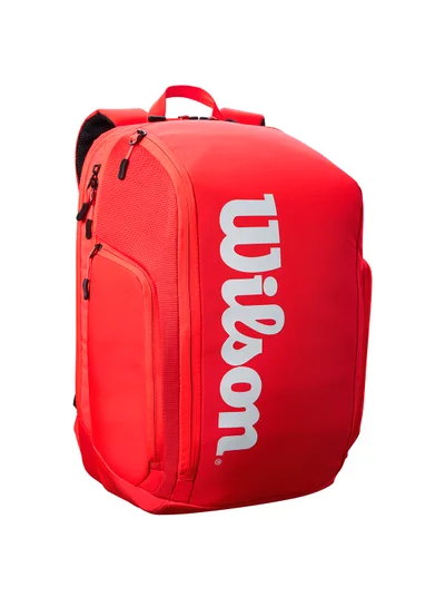 Wilson Super Tour Tennis Backpack, Red Adults, Holds up to 2 Rackets