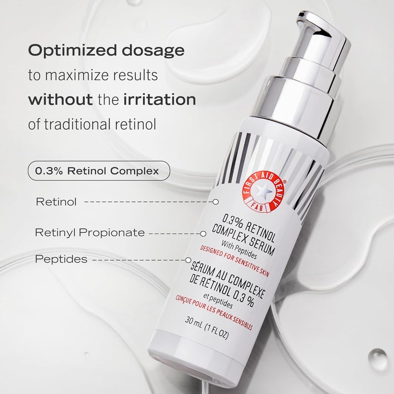 First Aid Beauty - 0.3% Retinol Complex Serum with Peptides, Designed for Sensitive Skin, Helps Visibly Improve Lines and Wrinkles with Less Irritation than Traditional Retinol, Non-Comedogenic, 1 oz - Image 5