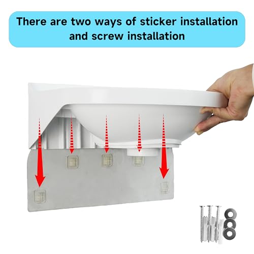 shawoo Small Bathroom Sink Wall Mount Bathroom Sink Wash basin NoDrill Installation SelfAdhesive Sink 157 x 11 Inch with 126086 Inch Faucet Hole Mini Rv sink Plastic Sink for Home Dorm Garage - Image 3