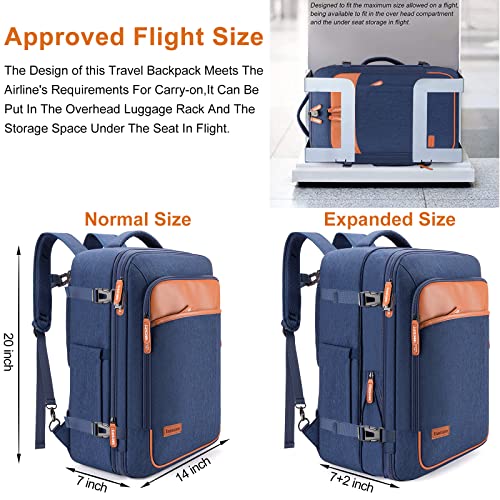 Lumesner Carry on Travel Backpacks, Extra Large 40L Flight Approved for Men & Women,Expandable Suitcase backpack (Blue (Backpack With 4 Packing Cubes)) - Image 3