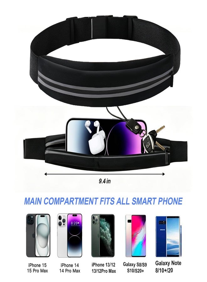 JUCURRI Slim Running Belt for Women and Men, Waterproof Phone Holder for Running, Reflective Waist Pack for Storing Runner’s Essentials Safely, Runner’s Fanny Pack, Money Belt Fits Most Phones (Light Black) - Image 2