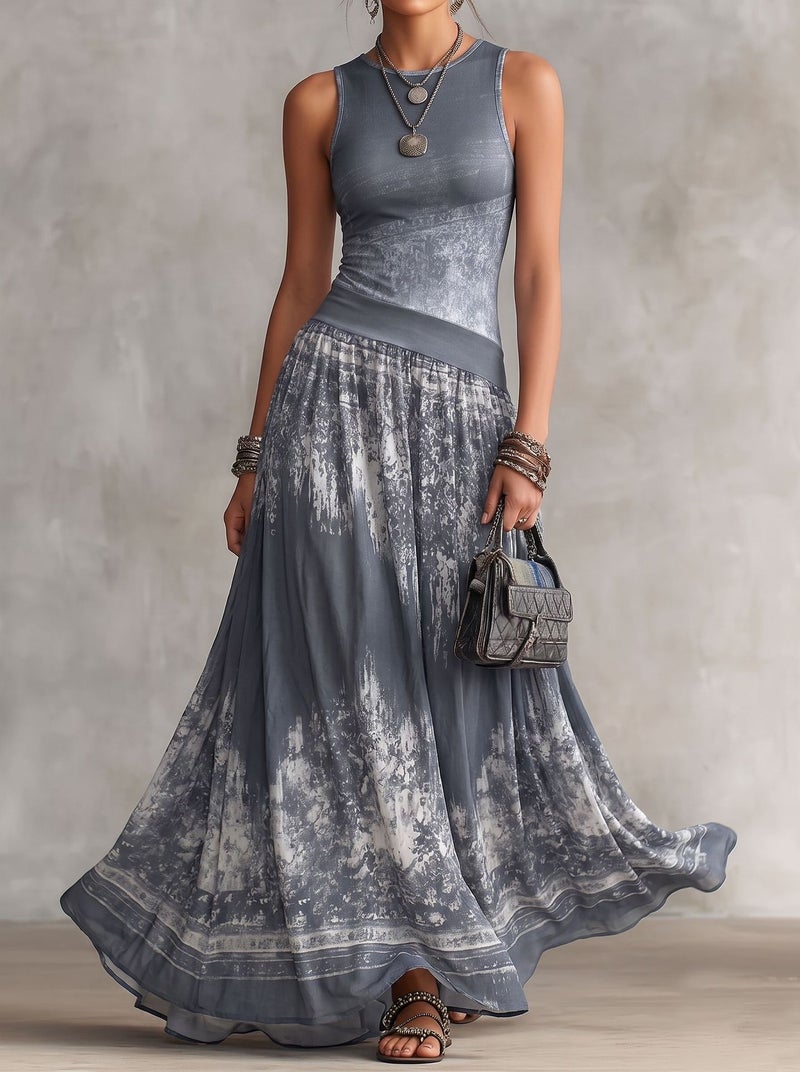 Bohemian Sleeveless Printed Maxi Dress