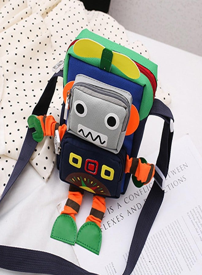 Ralcosuss Cute Robot Little Girls Boys Purse Nylon Crossbody Bag Shoulder Handbag Wallet for Kids Toddlers - Image 2