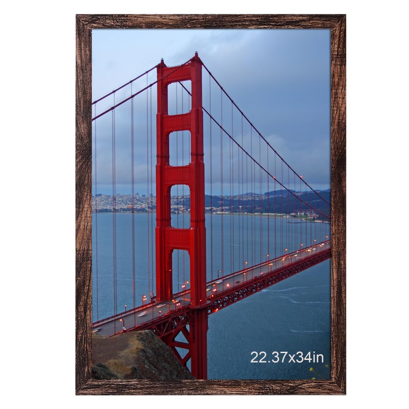BESCRCL 22.37x34 Picture Frame Brown, Poster Frames Wall Hanging, Display Pictures 22.37 x 34 without Mat, 1 Pack - Image 1