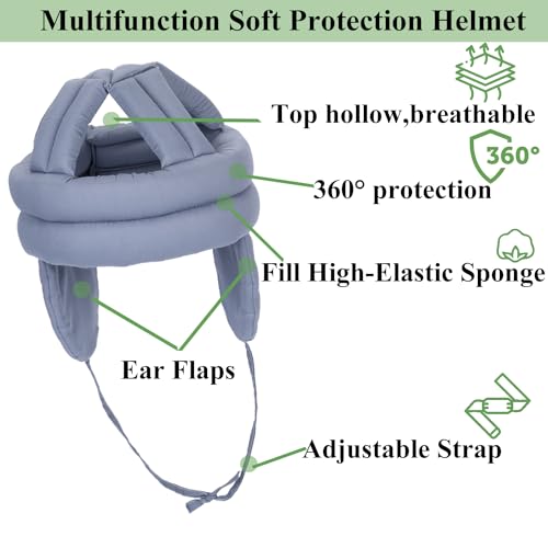 YABOYUGO Thick Soft Protection Helmet with Ear Flaps Elderly Protective Helmet with Breathable Safe and Comfortable Material - Image 3