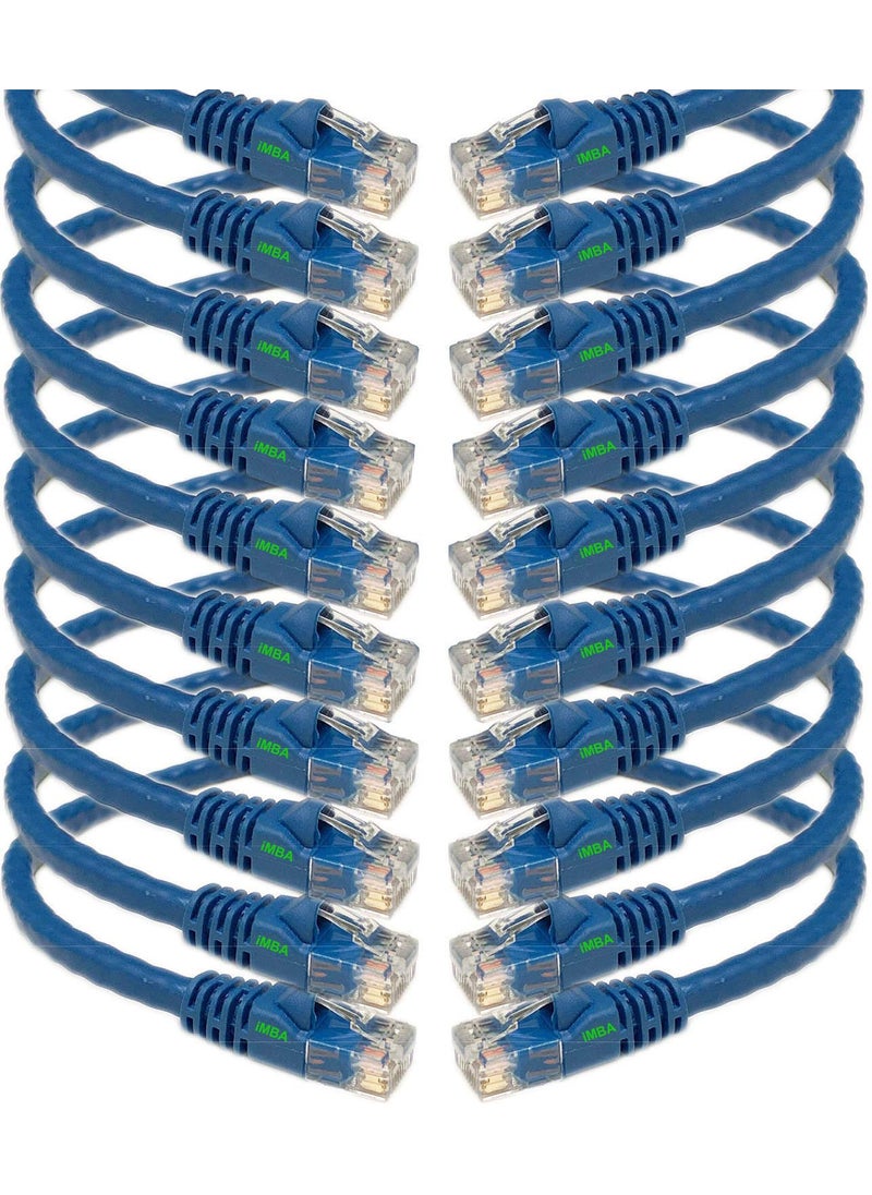 iMBAPrice iMBAPrice UL Listed 05 Feet 6 inch Cat6 Ethernet Network Patch Cable LAN UTP RJ45 Internet Cat 6 Cable 10 Pack Blue Compatible with Personal Computer  - Image 1