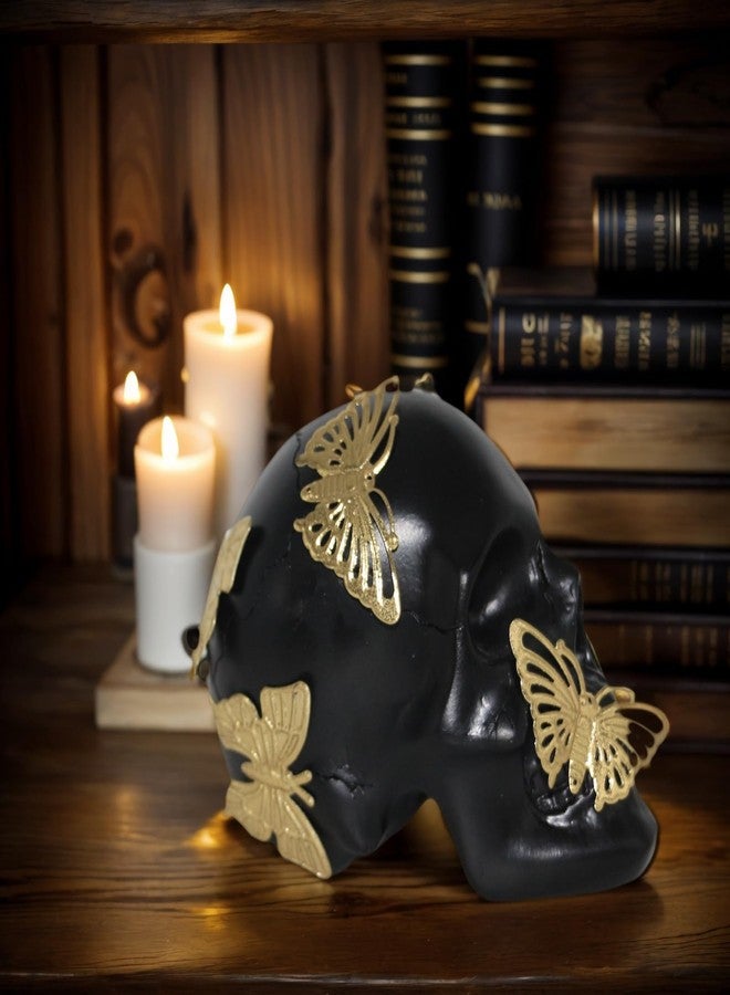 JOOMBE Black Skull Statue with Glod Butterfly,Halloween Decoration Home Decor Collectible Figurines (Small) - Image 5