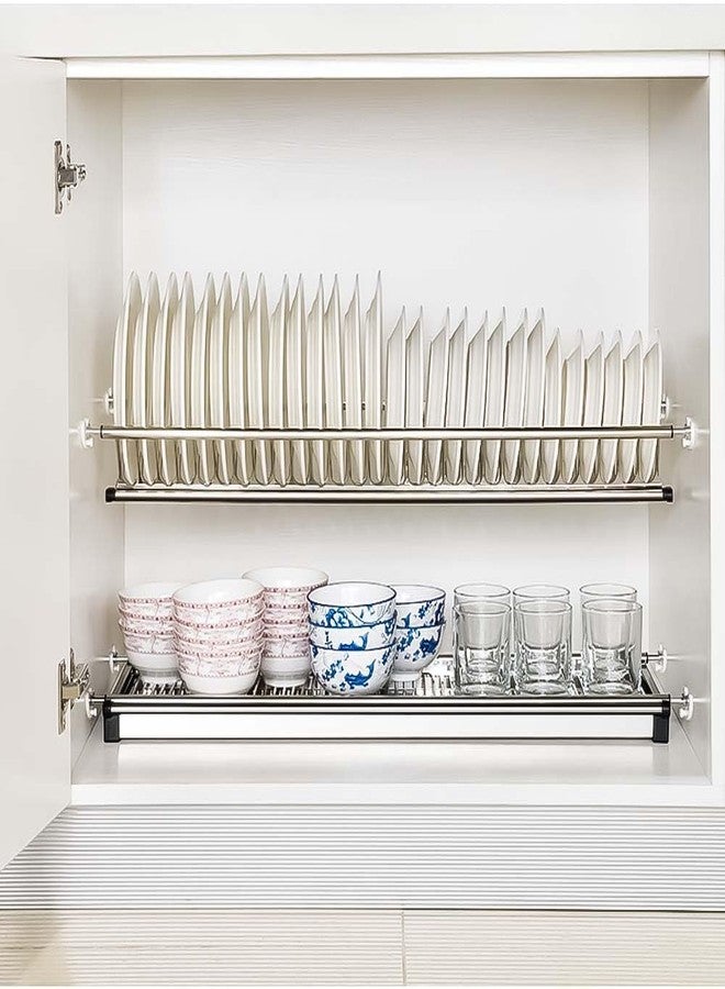 HYDERON Stainless Steel Dish Plate Rack Drainer Set – 3-Piece Kitchen Cabinet Organizer for Efficient Drying and Storage 90CM (900MM) Width x 10 Inch Depth | Rust-Resistant & Durable Design - Image 2