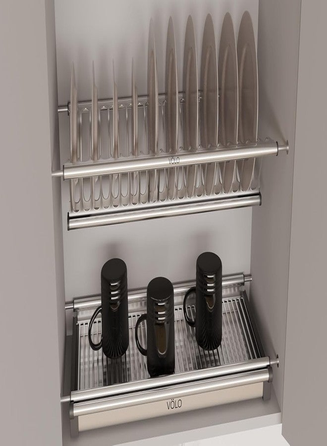HYDERON Stainless Steel Dish Plate Rack Drainer Set – 3-Piece Kitchen Cabinet Organizer for Efficient Drying and Storage 90CM (900MM) Width x 10 Inch Depth | Rust-Resistant & Durable Design - Image 5